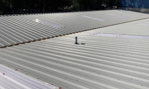 Corrugated steel roofing sheets close-up